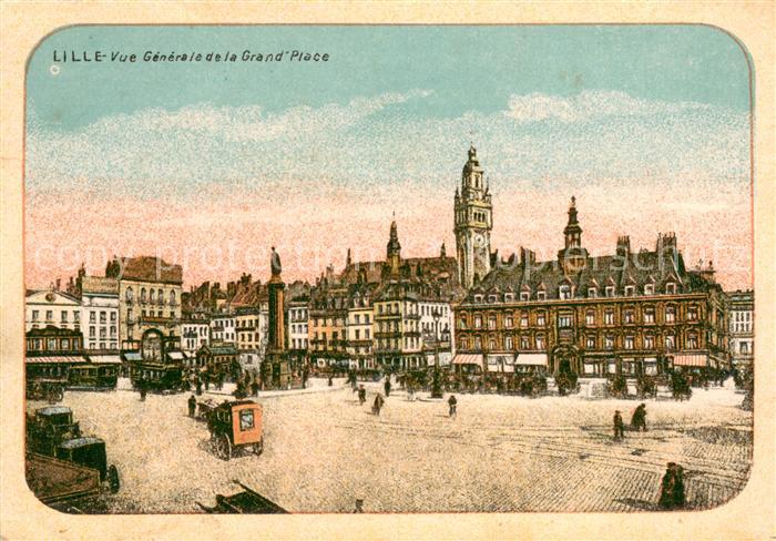 Lille Nord Vue Generale de la Grande Place Litho