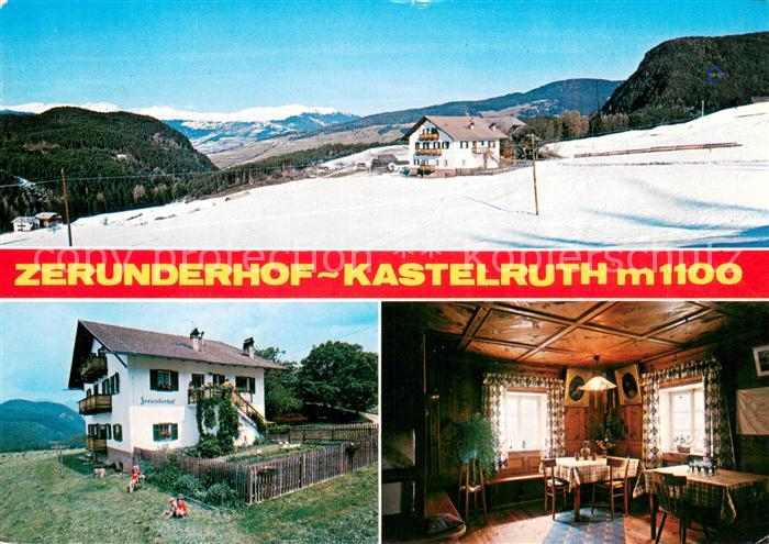 Kastelruth Suedtirol Berghaus Zerunderhof Gastraum Winterpanorama