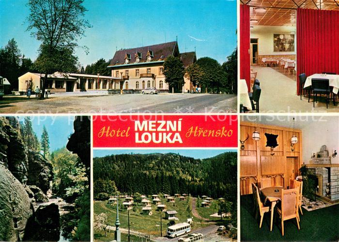 Hrensko Hotel Mezni Louka Restaurant Bungalows Bergbach Felsen Natur