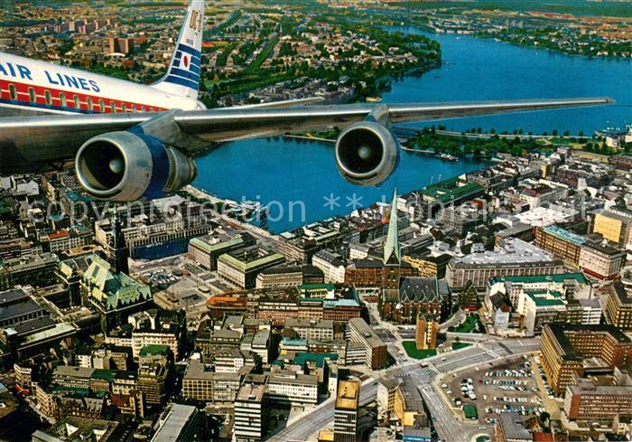 HAMBURG  CITY City mit Binnen- und Aussenalster Passagierflugzeug