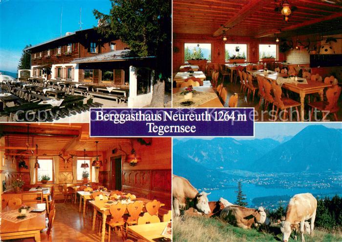 Tegernsee Bayern Berggasthaus Neureuth Restaurant Terrasse Almvieh Kuehe Fernsi