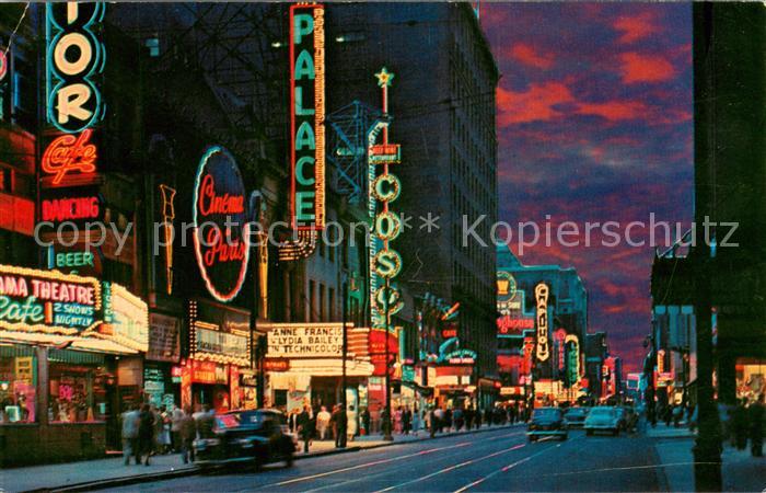 Montreal Quebec Sainte Catherine Street a night looking west