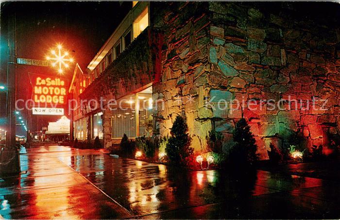 Chicago Illinois La Salle Motor Lodge at night