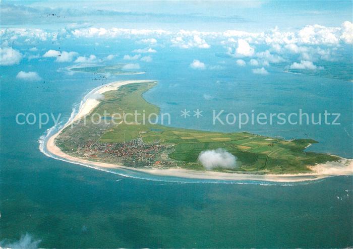 Langeoog Nordseebad mit Spiekeroog und Wangerooge Festland Blick von Westen aus
