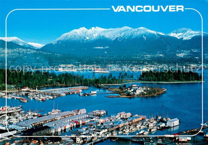 Vancouver BC Canada Seaport Stanley Park North Shoreline and the Mountains aeria