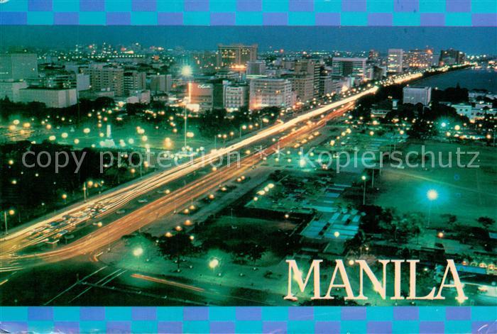 Manila Philippines by night aerial view