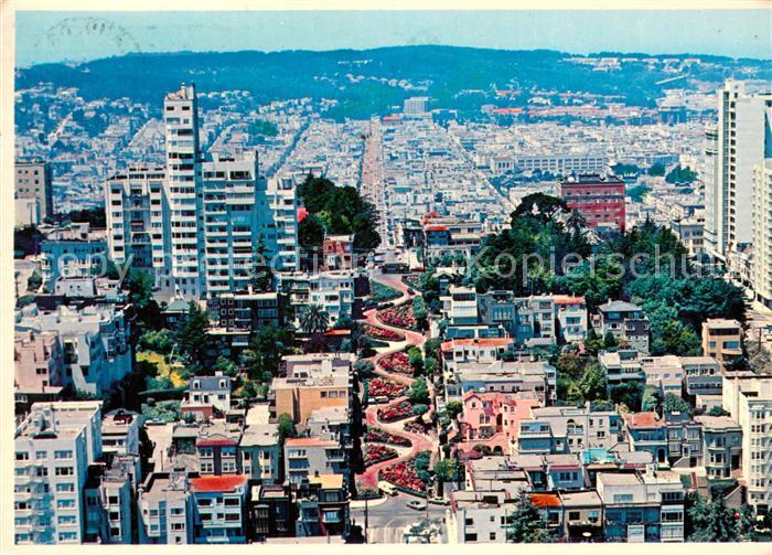 San Francisco California Lombard Street aerial view