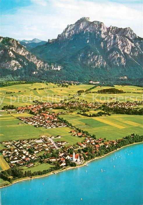 Waltenhofen Schwangau Blick auf Schloss Neuschwanstein und Saeuling Ammergauer A