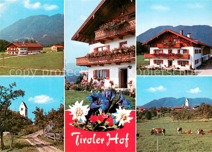 Wackersberg Bad Toelz Gaestehaus Fremdenzimmer Tiroler Hof Ortsmotiv mit Kirche