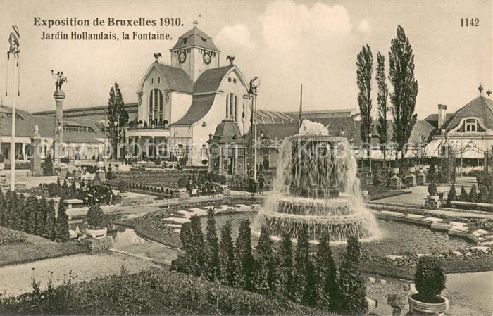 Exposition Bruxelles 1910 Jerdin Hollandais la Fontaine