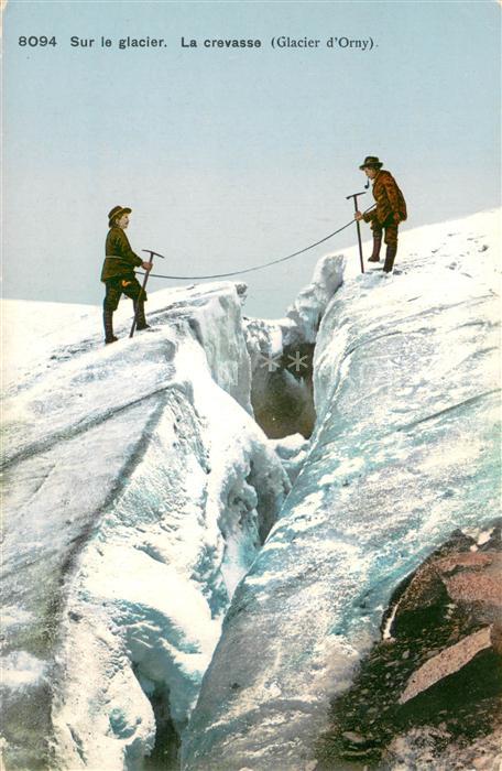 Gebirgsjaeger 8094 Sur le glacier. La crevasse