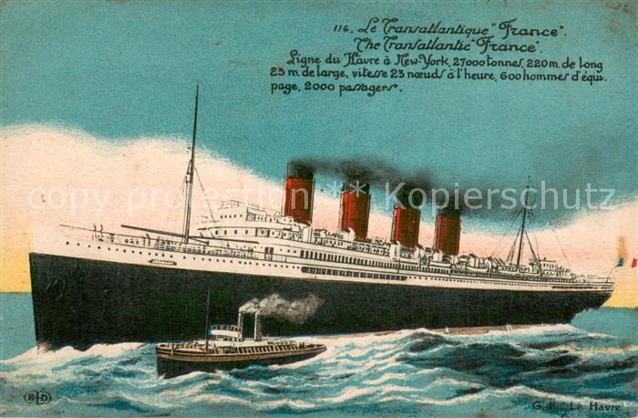 Dampfer Oceanliner Le Transatlantique France