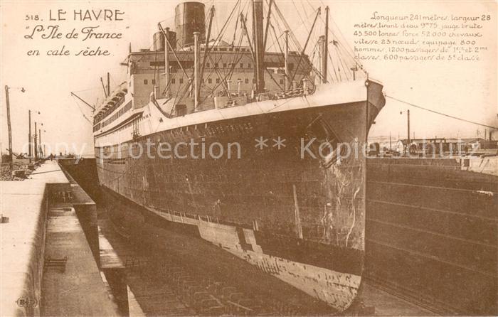 Dampfer Oceanliner Le Havre L ile de France