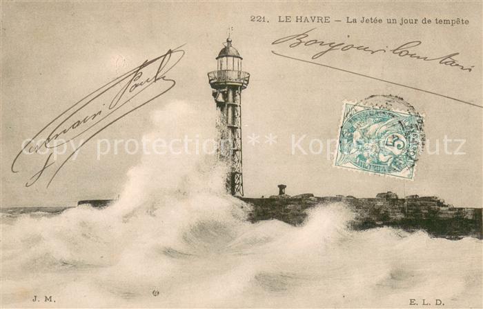 Leuchtturm J.M E.L.D. Le Havre-La Jetee un jour de tempete