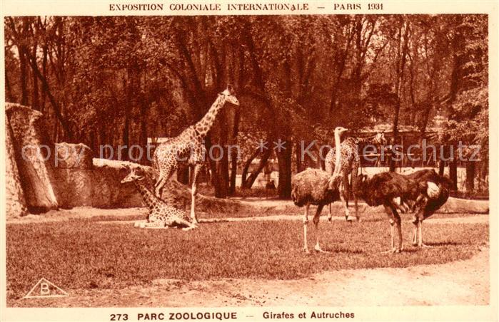 Exposition Coloniale Paris 1931 SPA Nr. 273 Parc Zoologique