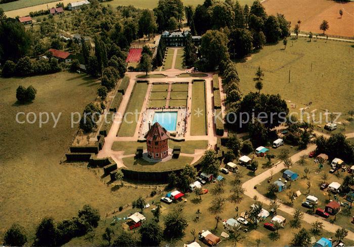 Moyaux Chateau Camping du Colombier Vue aerienne
