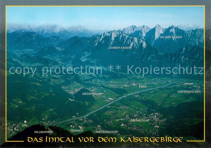 Oberaudorf Inn Fliegeraufnahme mit Wilder und Zahmer Kaiser Ebbs und Niederndorf