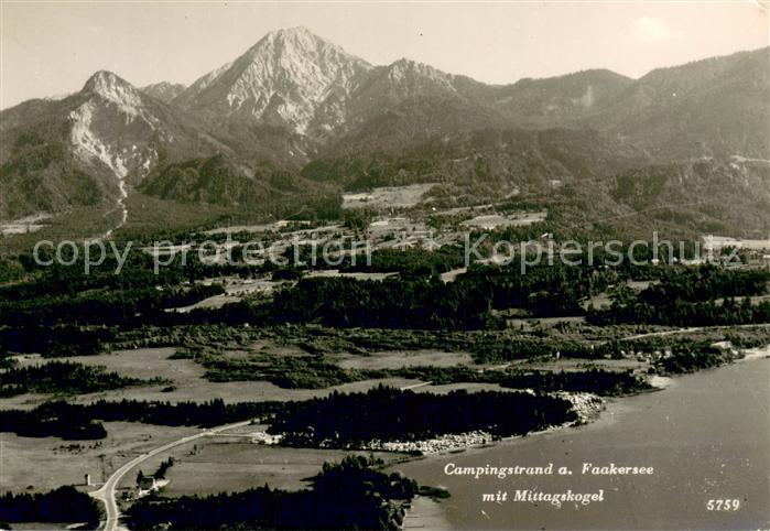 Faakersee Campingstrand mit Mittagskogel Fliegeraufnahme
