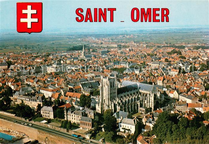 Saint-Omer Pas-de-Calais Vue generale aerienne Au premier plan la Cathedrale