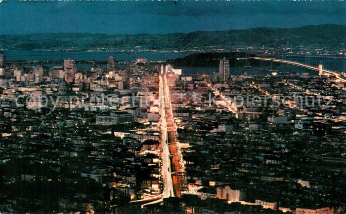 San Francisco California Twin Peaks Skyscrapers Bay Bridge East Bay Air view