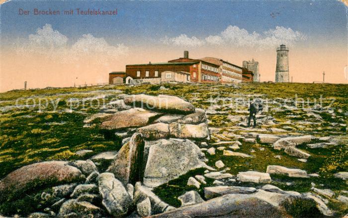 Brocken Harz mit Brockenhotel und Teufelskanzel
