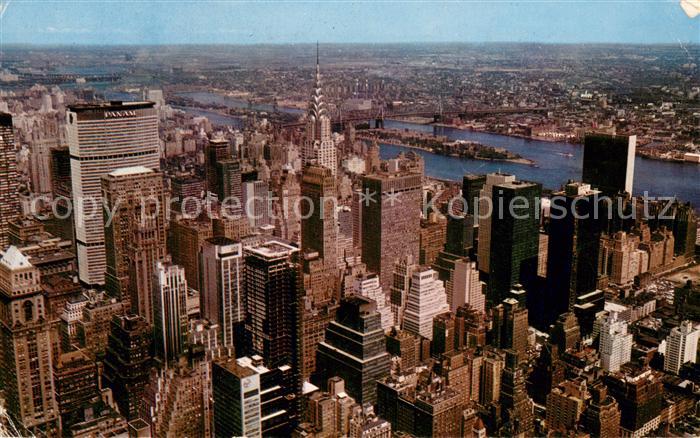 New York City PanAm Building Chrysler Building United Nations and East River