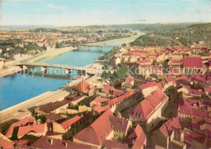 Meissen Elbe Sachsen Blick von den Domtuermen auf die Stadt
