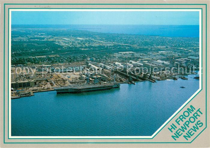 Newport Virginia Aerial view with nuclear powered aircraft carrier Theodor Roose