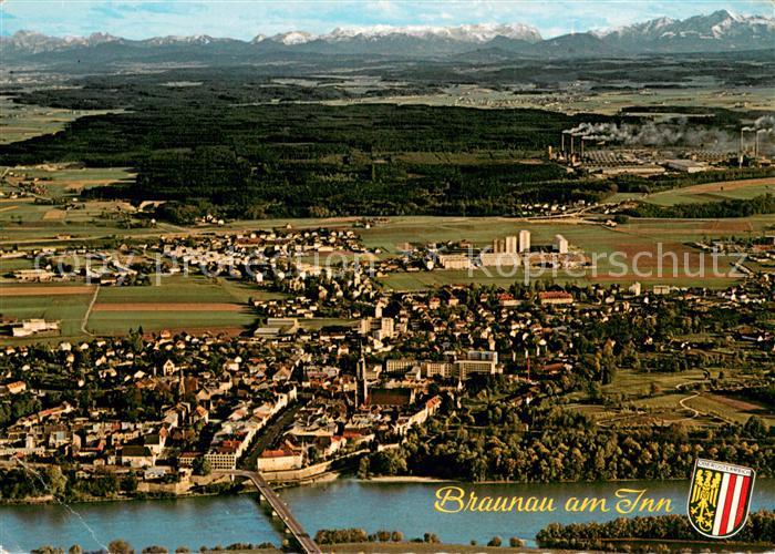 Braunau Inn Fliegeraufnahme mit Randshofen und Alpenpanorama