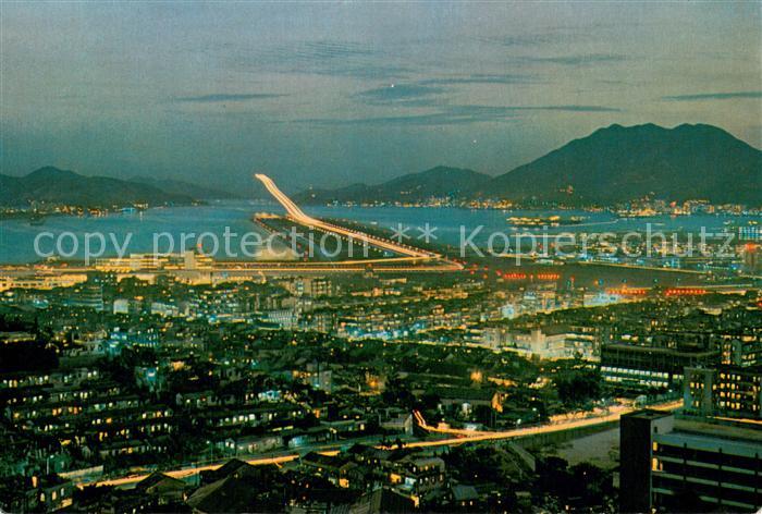Hongkong Hong-Kong The night view of Kai Tak Airport