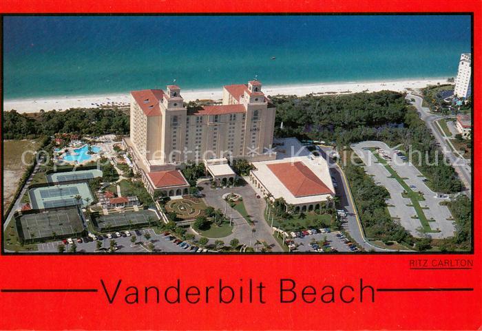 Vanderbilt Beach Aerial view of the Ritz Carlton rising above the white beaches