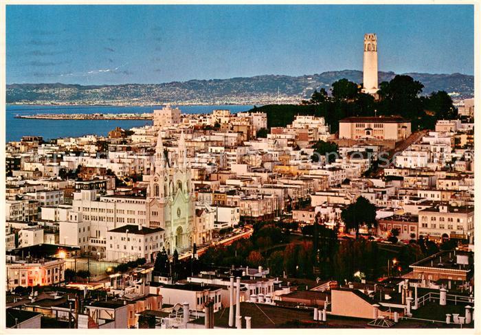 San Francisco California Historic Telegraph Hill and famous Coit Tower Air view