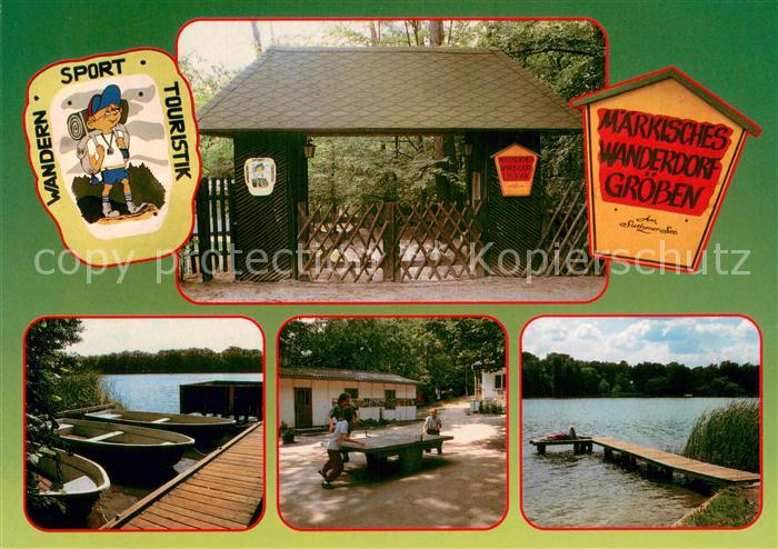 Groeben Ludwigsfelde Maerkisches Wanderdorf Bootshafen Angelsteg Innenhof Badest