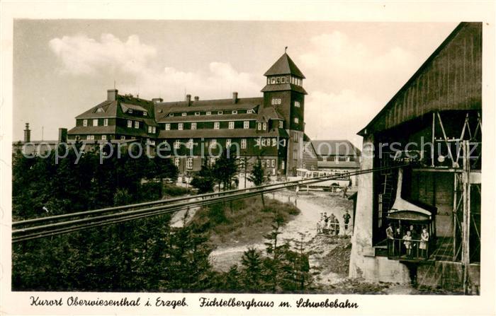 Oberwiesenthal Erzgebirge Fichtelberghaus mit Schwebebahn Handabzug