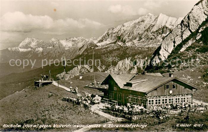 Grainau Hochalm gegen Wettersteinwandspitze und Karwendelgebirge Huber Karte Nr.