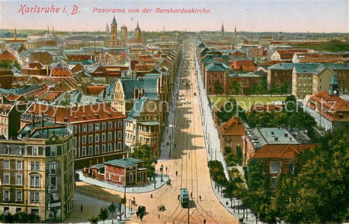 Karlsruhe Baden Panorama von der Bernharduskirche
