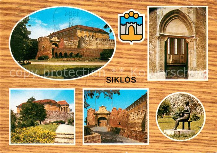 Siklos Burg Ansichten Skulptur Wappen