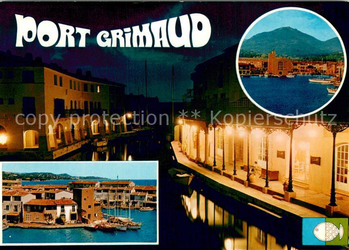 Port Grimaud Cite lacustre realisee par Etige et Manera SA Vue de nuit