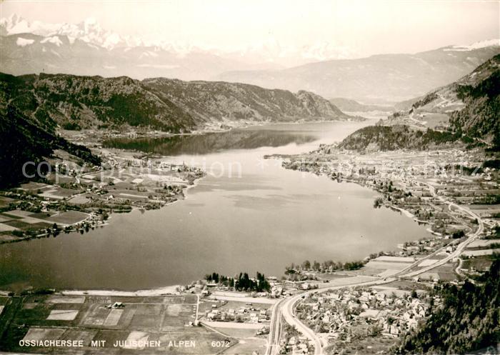 Ossiach Ossiachersee Fliegeraufnahme mit Julische Alpen