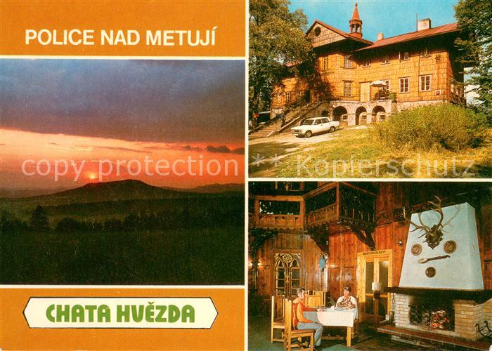 Police nad Metuji Chata Huezda Cottage Kamin Landschaftspanorama Sonnenuntergang