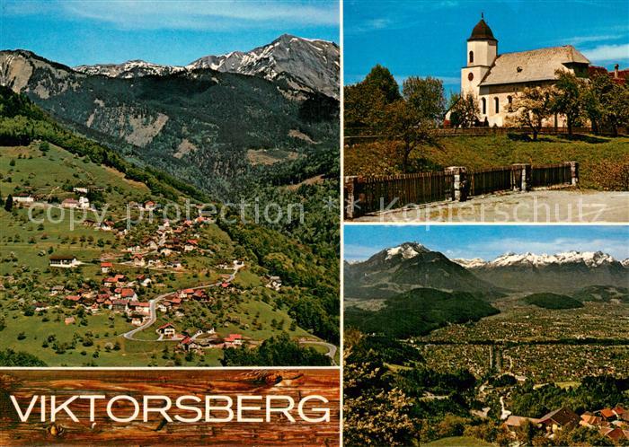 Viktorsberg Motiv mit Kirche Hoher Freschen Blick ins Rheintal Alpenpanorama