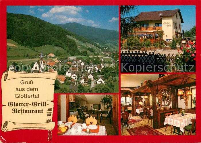 Glottertal Glotter Grill Restaurant Ortsansicht mit Kirche