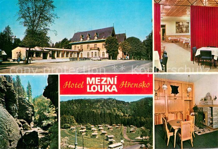 Hrensko Hotel Mezni louka Restaurant Bungalows Landschaft Schlucht