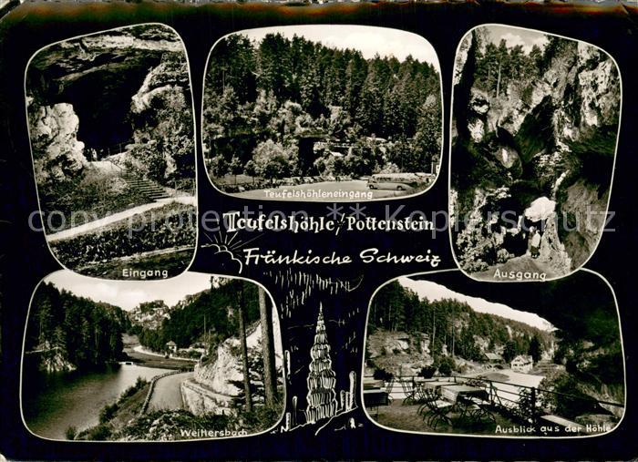 Pottenstein Oberfranken Eingang Teufelshoehleneingang Ausgang Weihersbach Blick