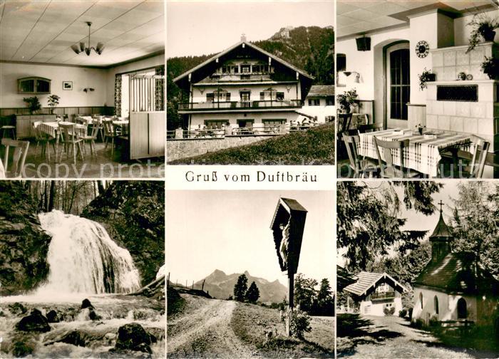 Samerberg Berggasthof Zum Duftbraeu Gastraeume Wasserfall Kirche Wegekreuz