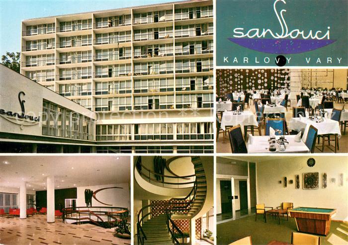 Karlovy Vary Karlsbad Sanatorium Sanssouci Foyer Speisesaal Spielzimmer