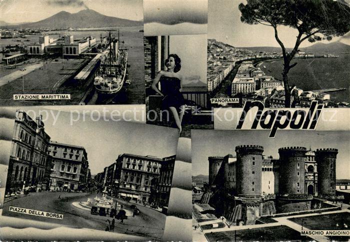 Napoli Neapel Stazione Marittima Panorama Piazza della Borsa Maschino Angioino