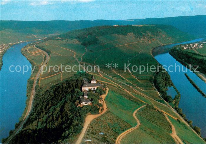 Alf Bullay Mosel Moselschleife mit Jugendburg Marienburg und Bergcafe Ehem Augus