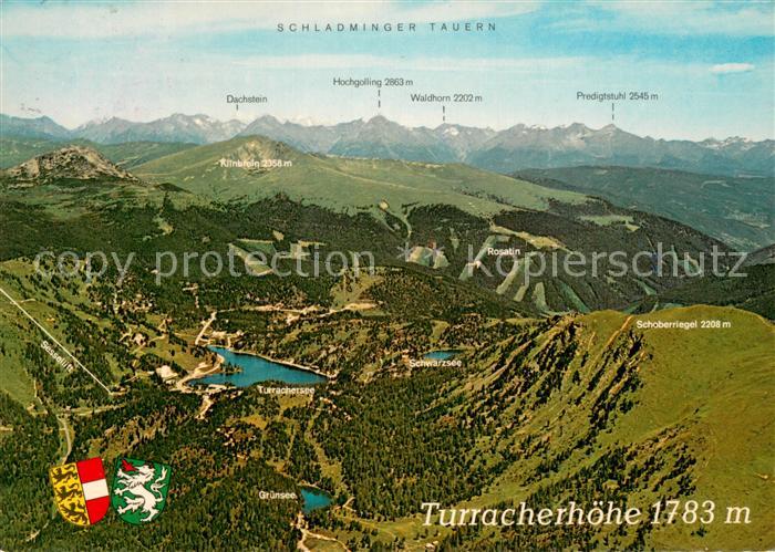 Turracherhoehe 1783m Fliegeraufnahme mit Hohen und Schladminger Tauern