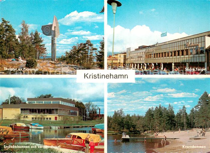 Kristinehamn Skulptur av Picasso Soedra Torget Smabotshamnen och varmbadhuset Kv